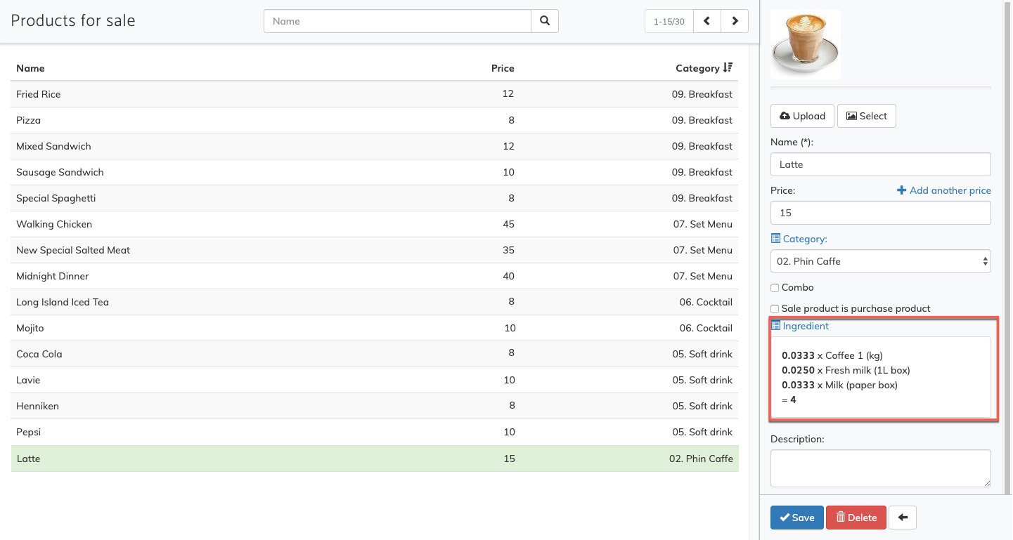pos-online-coffee-shop-restaurant-retail-create-product-for-sale-ingredient-calculator