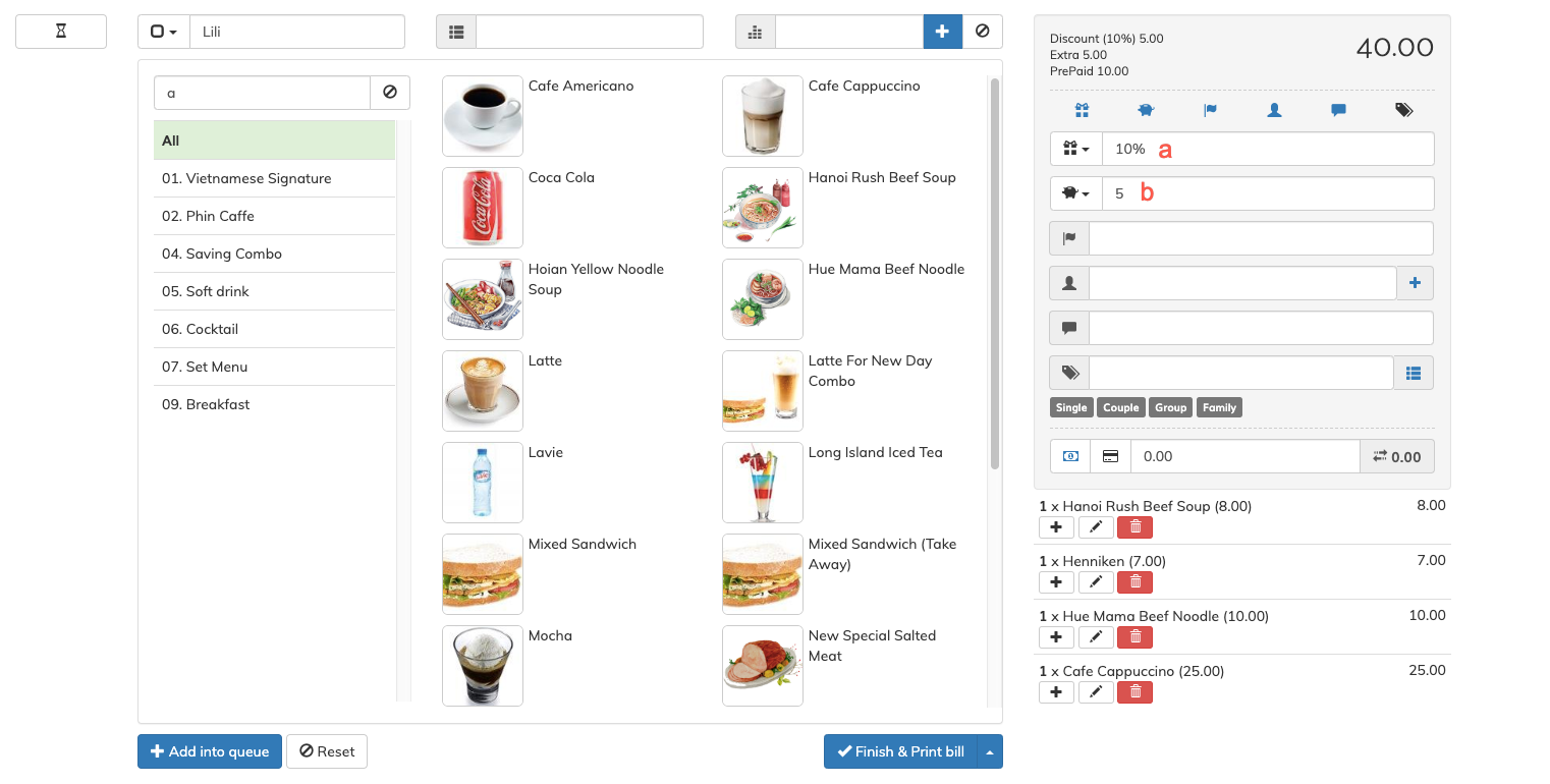 pos-online-coffee-shop-restaurant-retail-create-sale-order-quick-service-input-extra-discount-prepaid