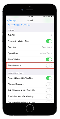 posonline safari enable pop-up