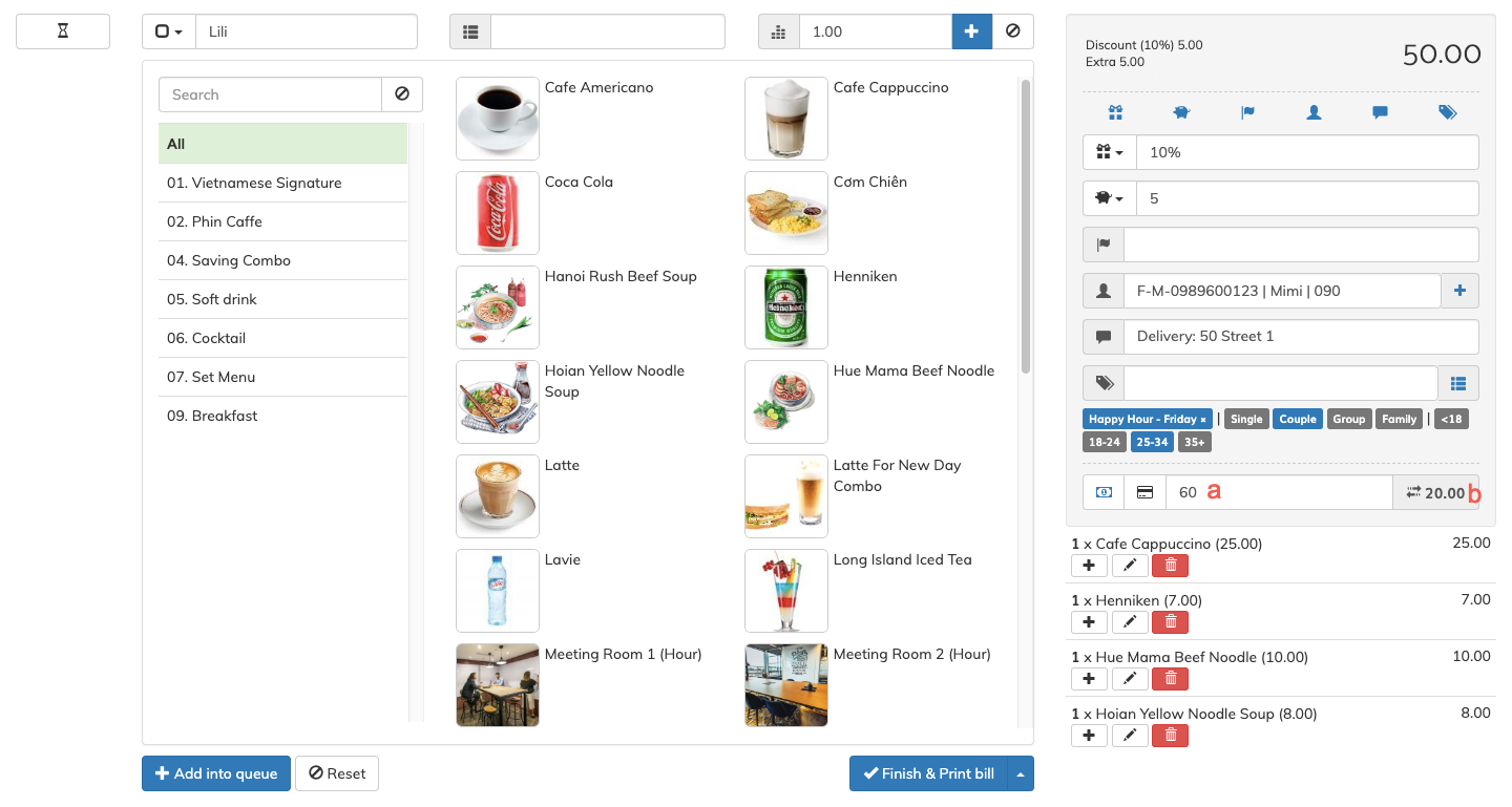 pos-online-coffee-shop-restaurant-retail-create-sale-order-quick-service-input-payment-method-cash-exchange