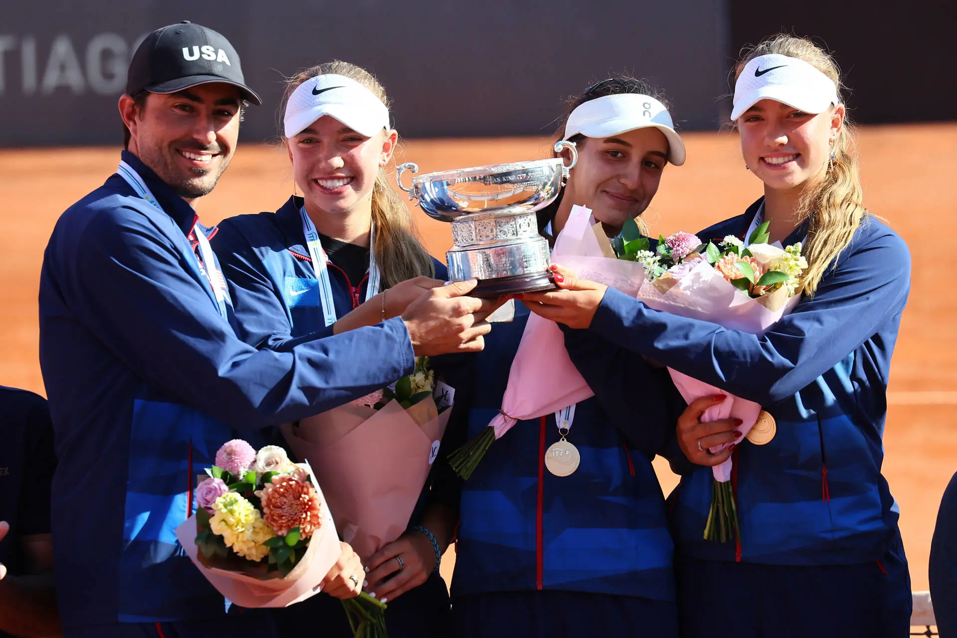 Junior Team USA trophy lift – 2025 BJK Cup Junior Finals 