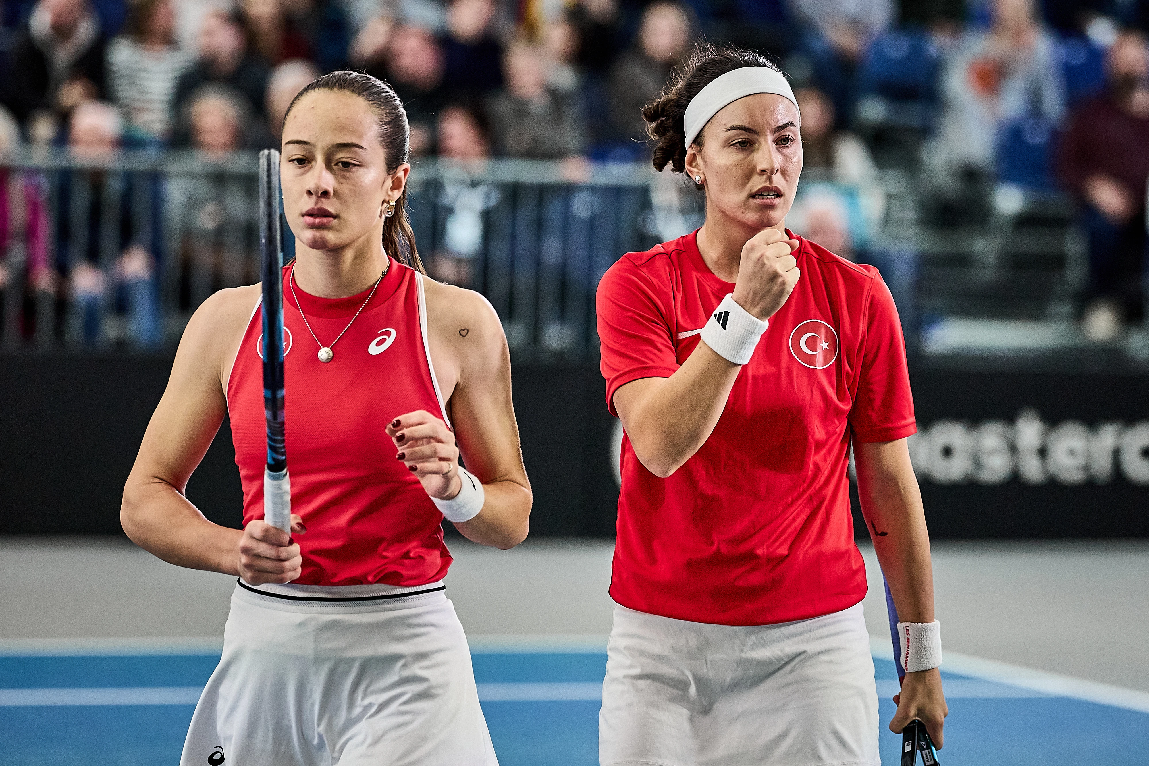 Zeyep Sonmez and Ayla Aksu celebrate for Turkey
