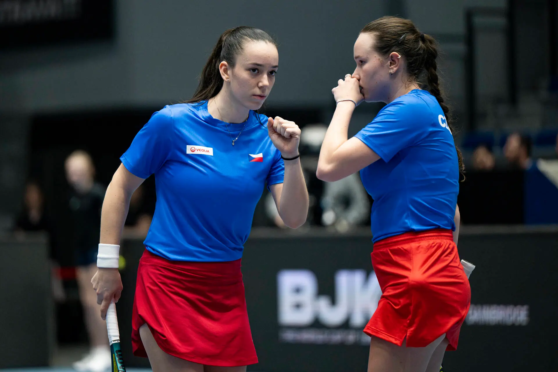 Tereza Valentova (left) & Dominika Salkova compete for Czechia in BJK Cup 2025 qualification