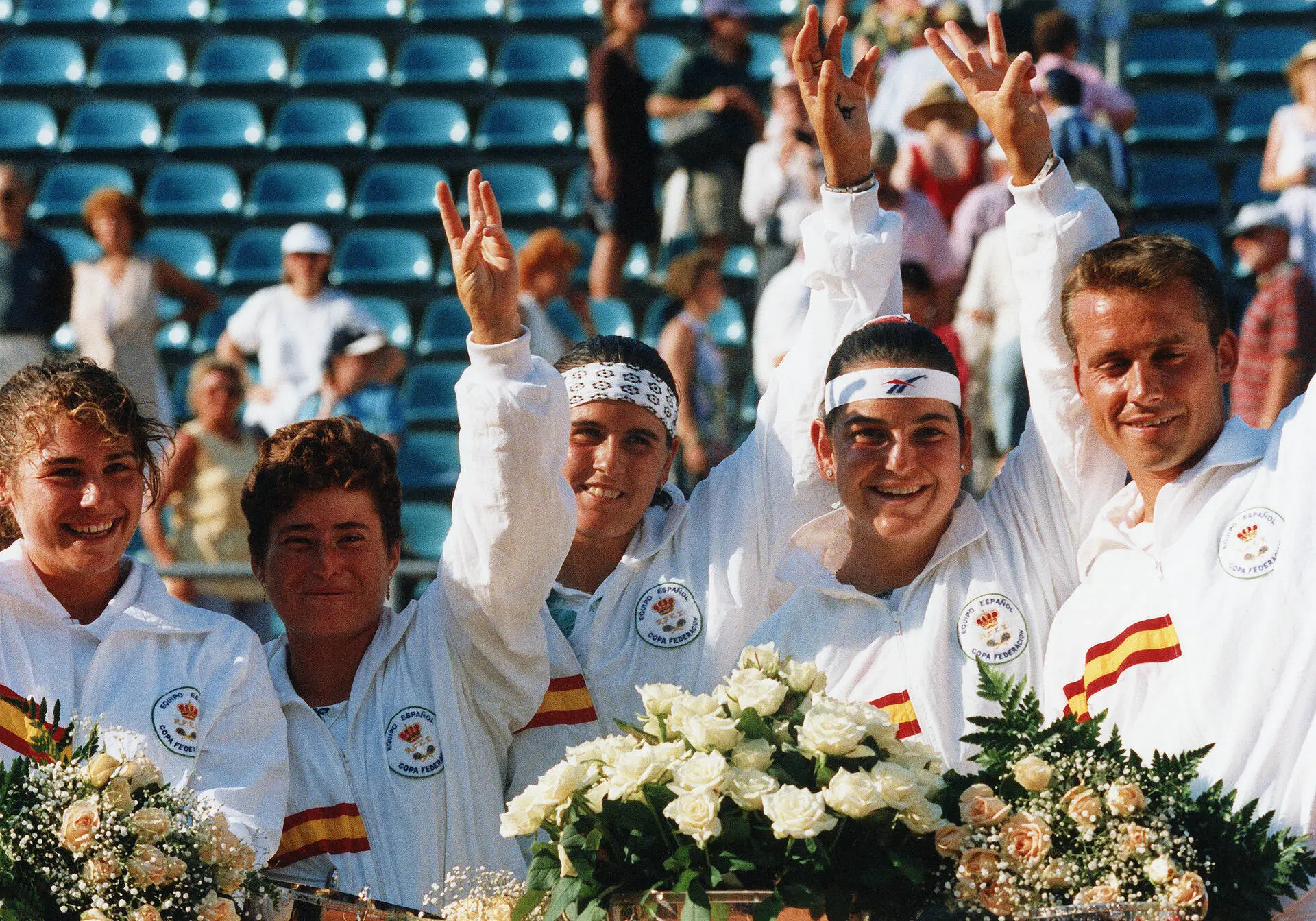 Miguel Margets, Aranxta Sanchez Vicario, Conchita Martinez and Virginia Ruano Pascual of Spain