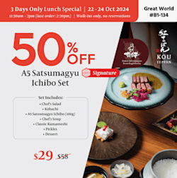 50% Off A5 Satsumagyu Ichibo Set – Exclusive Lunch Deal!