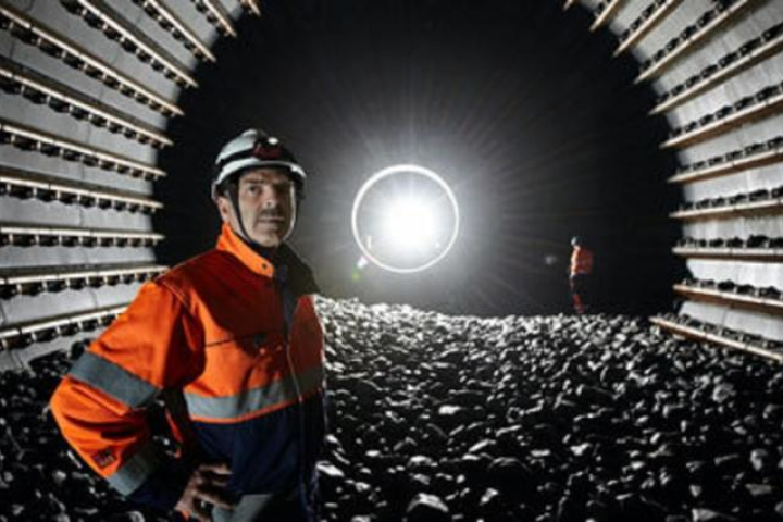 Man in high vis in mining tunnel