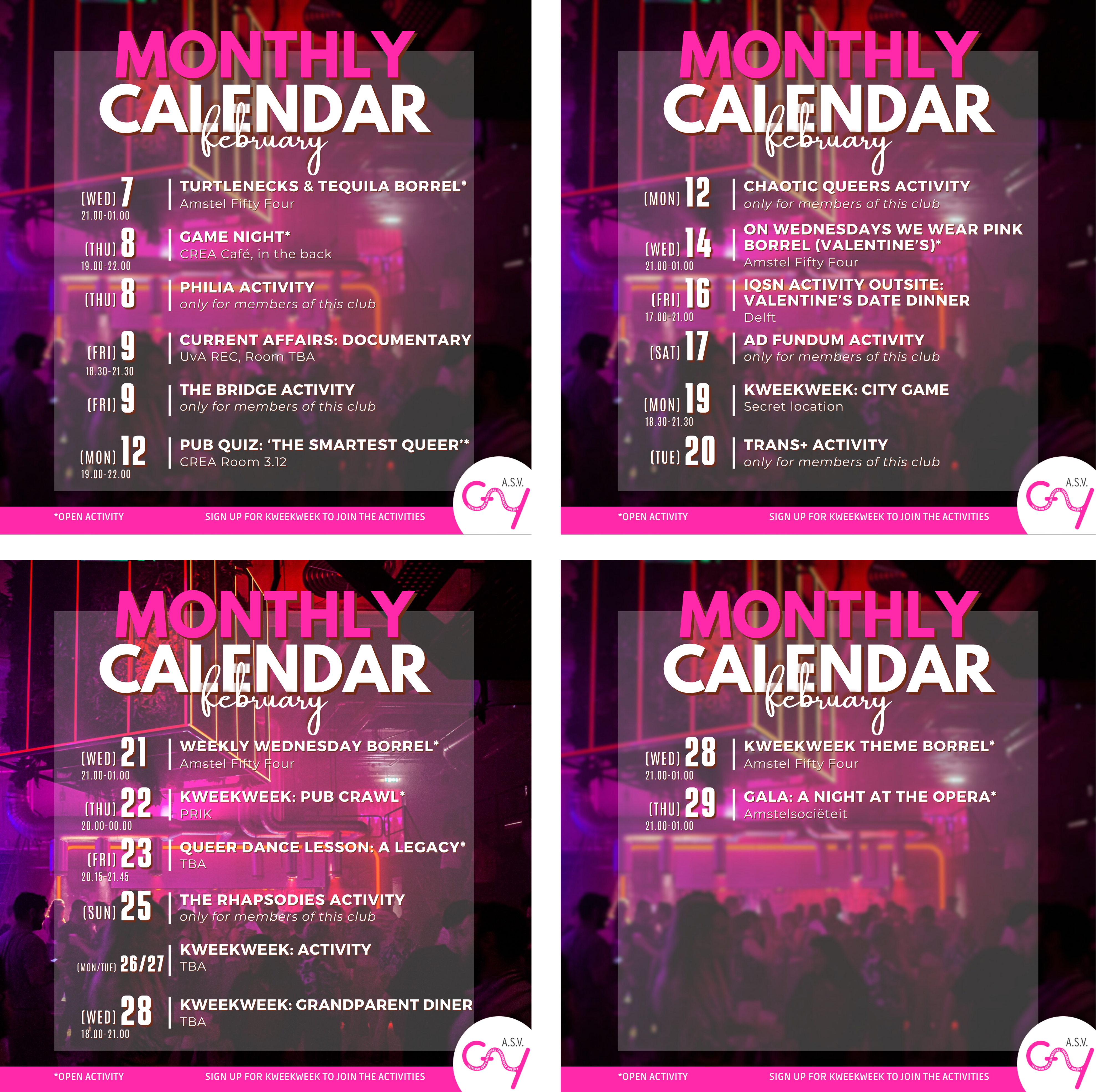 Monthly calendar February