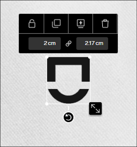 Design Lab view of the inserted graphich which was cropped correctly showing accurate measurements.