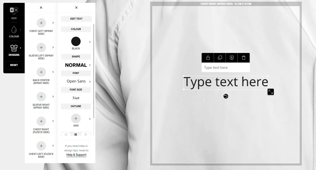 Design Lab decoration using plain text with default settings.