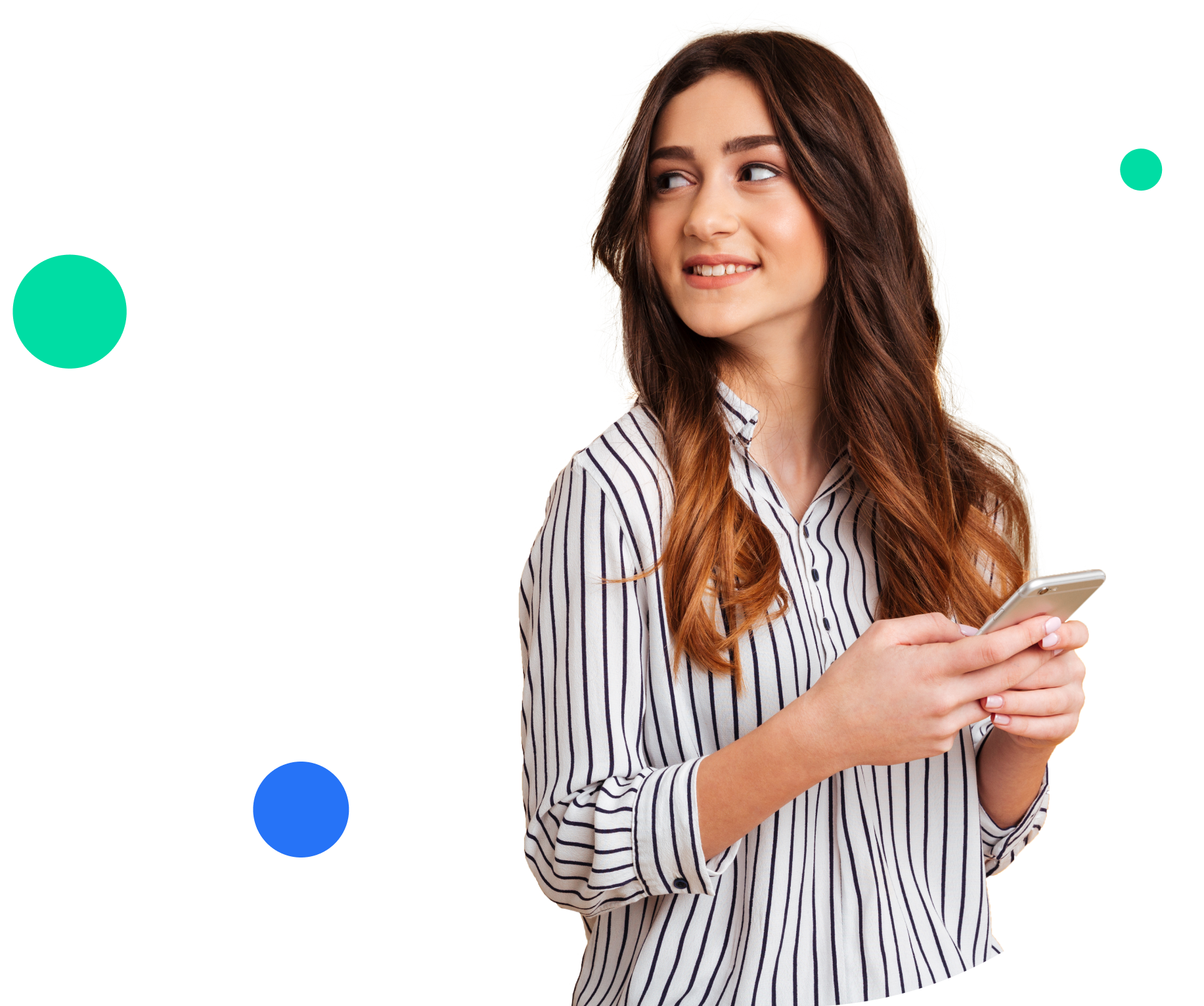 Woman with card and phone