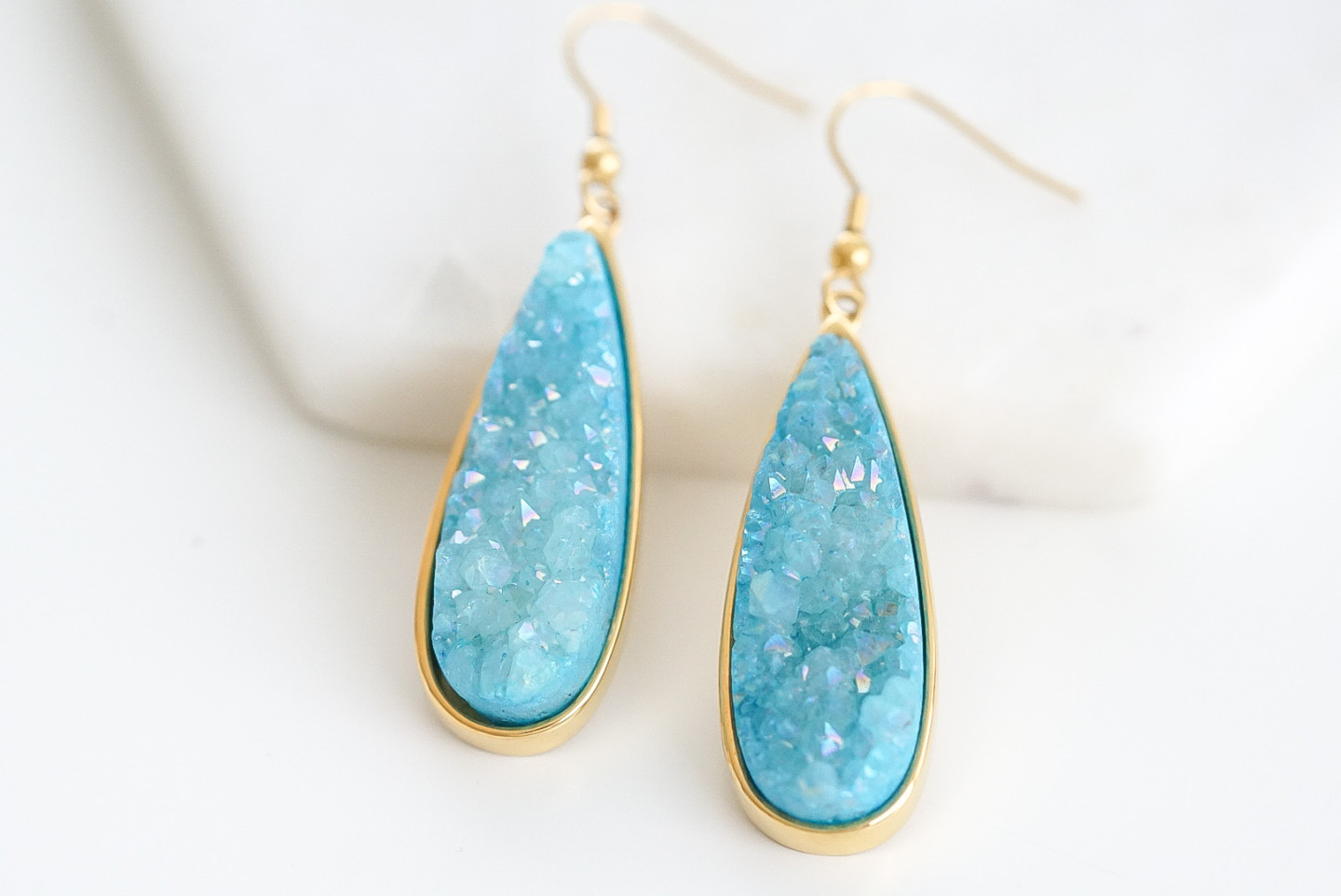 18K Large Vaporized Druzy Earring Drops