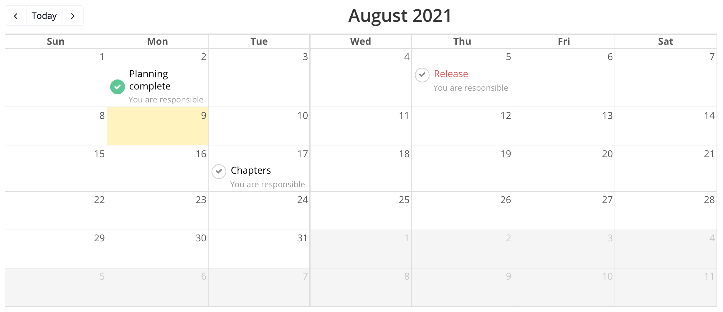 milestones calendar tab view in teamwork