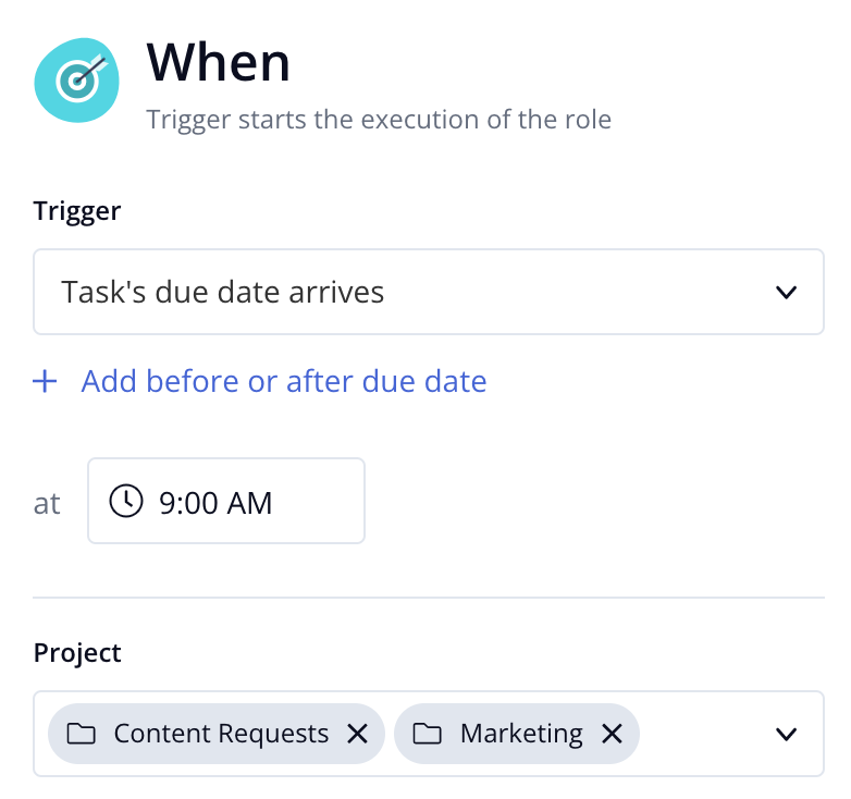 Teamwork Automation When trigger conditions
