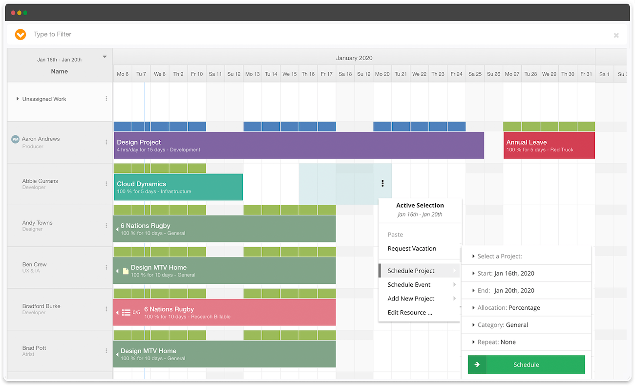 hub planner software example