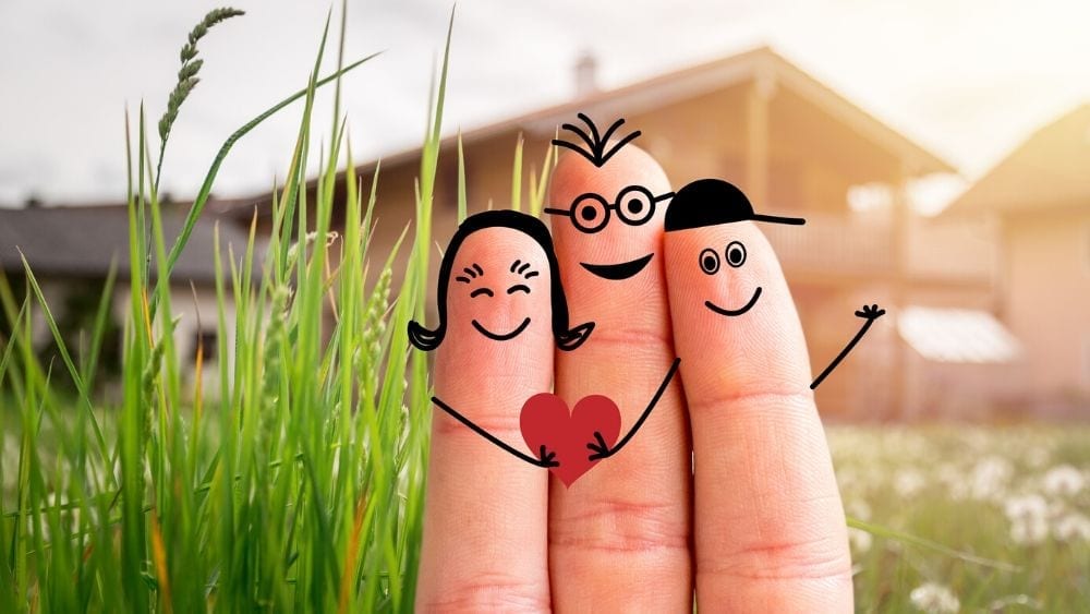 happy family drawn on three fingers