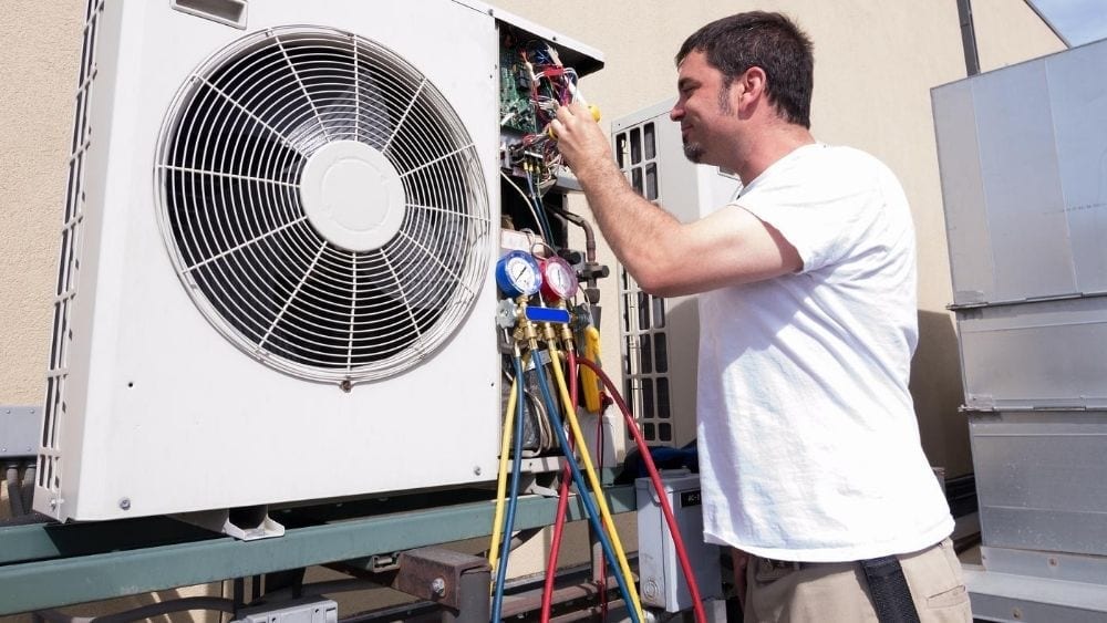 Man fixing hvac or AC