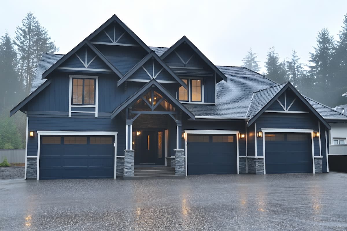 Craftsman style house with dark blue exterior