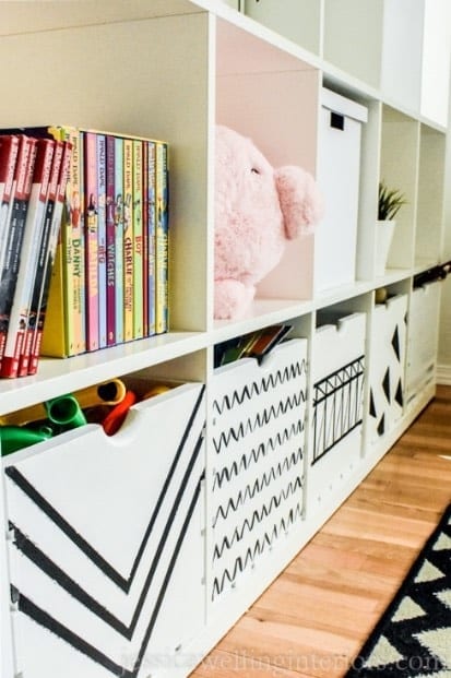 Bookcase with children's books and toys