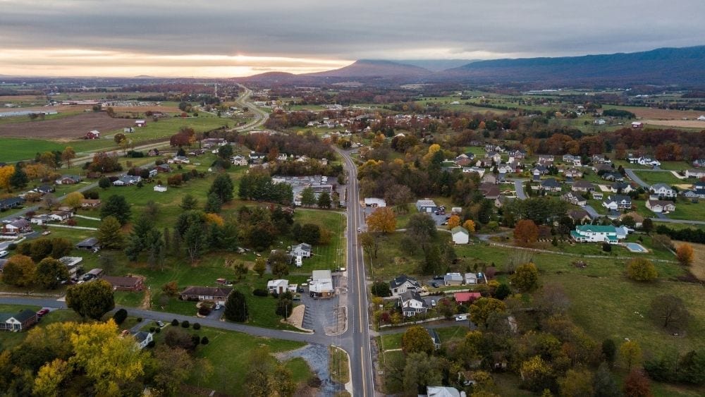 Areal shot of Elkton, Maryland