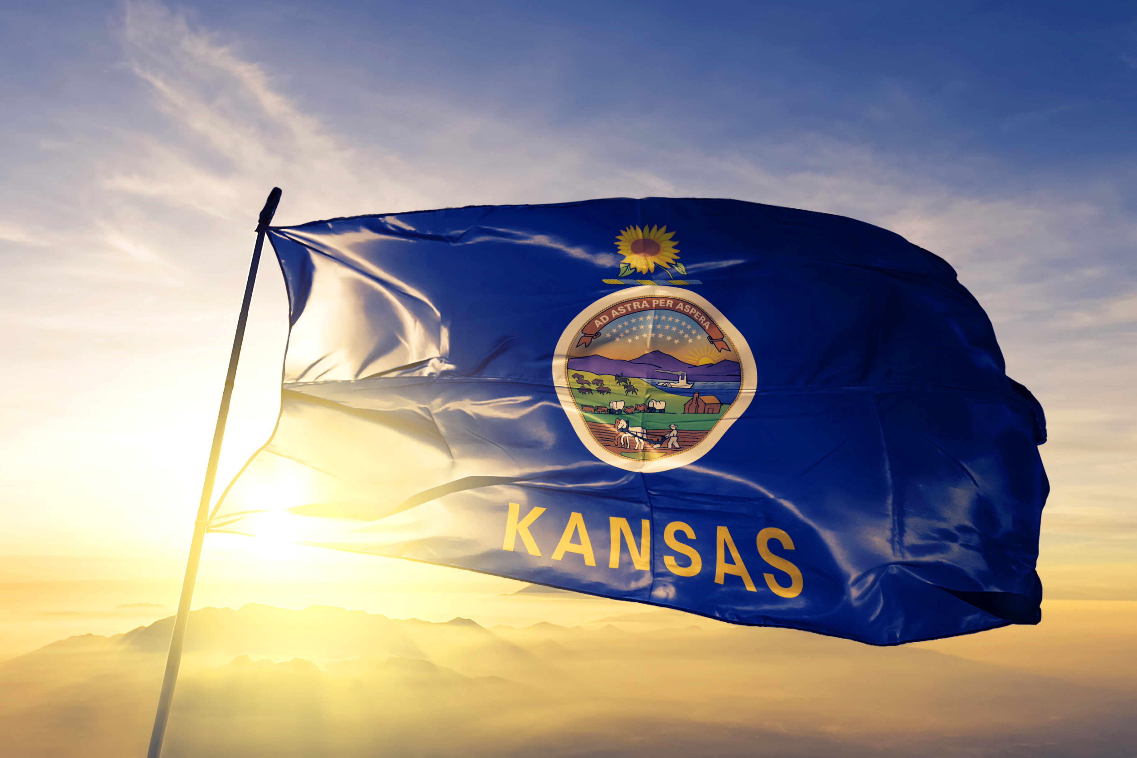Flying Kansas flag