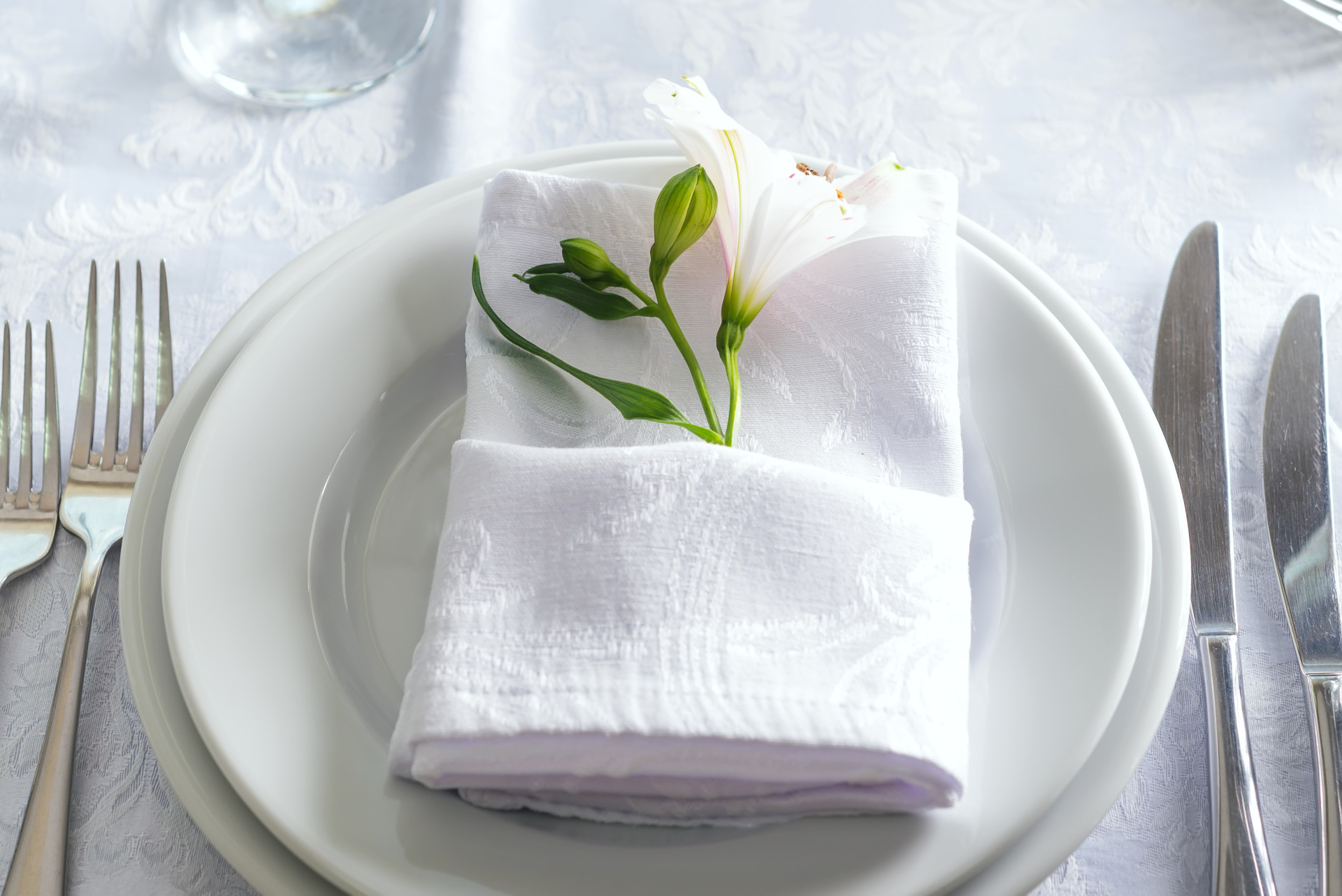 Folded napkin table setting