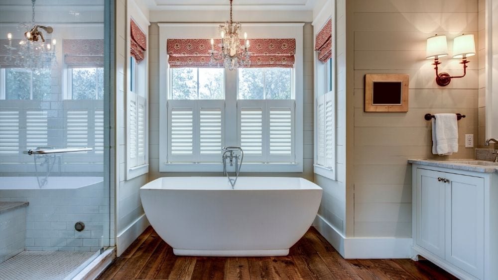 bathroom with shiplap