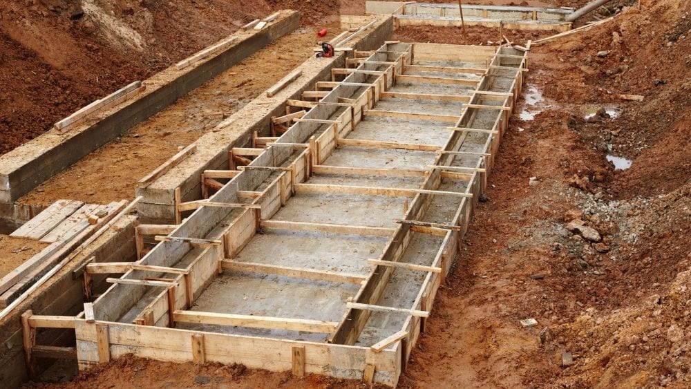 A deep foundation being laid.