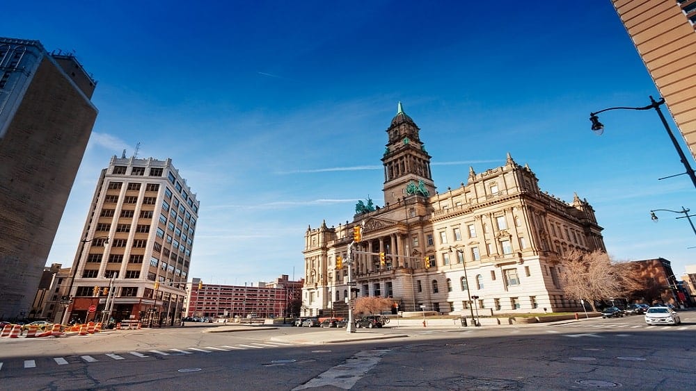 Wayne County Building on Cadillac Square in Michigan.