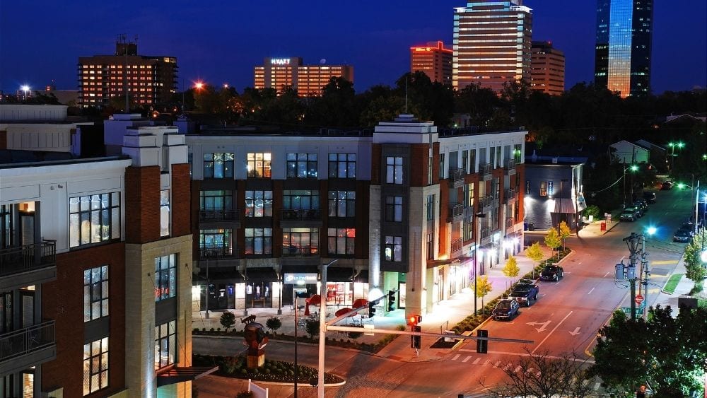 Downtown Lexington, Kentucky at night.