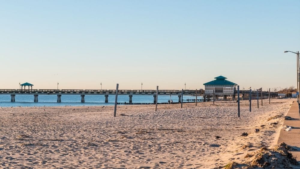 Empty Buckroe Beach in Hampton, Virginia.