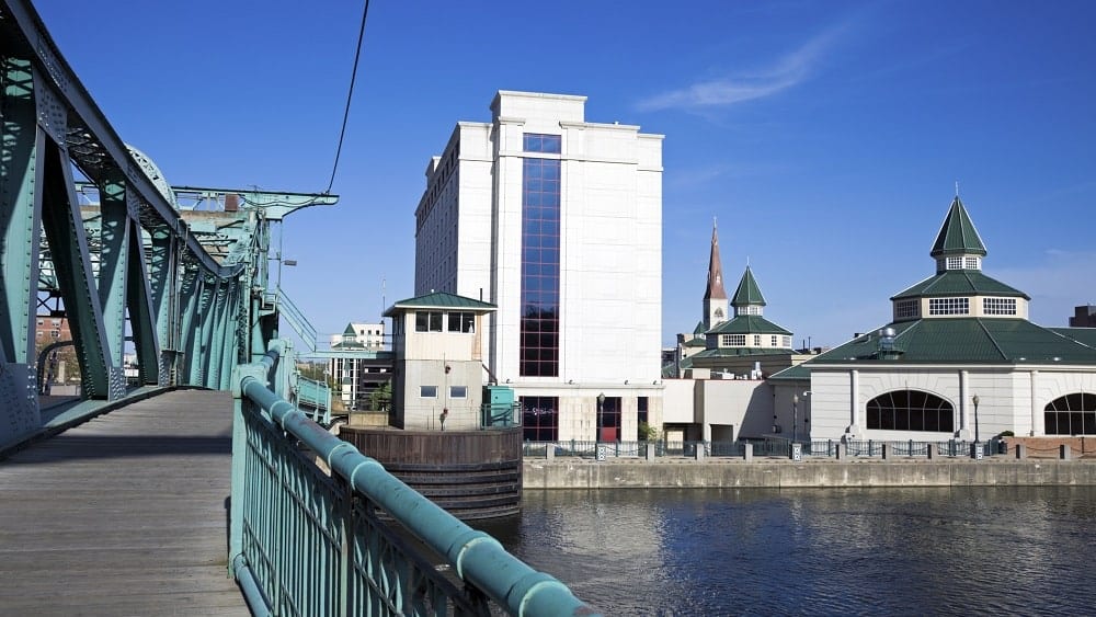 Downtown Joliet shot from a bridge.