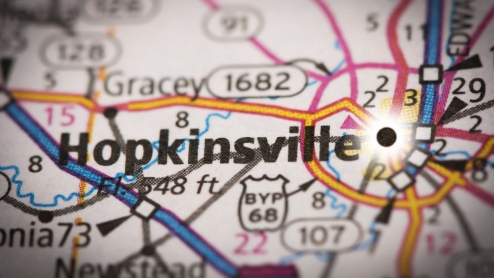 Map showing Hopkinsville, Kentucky.