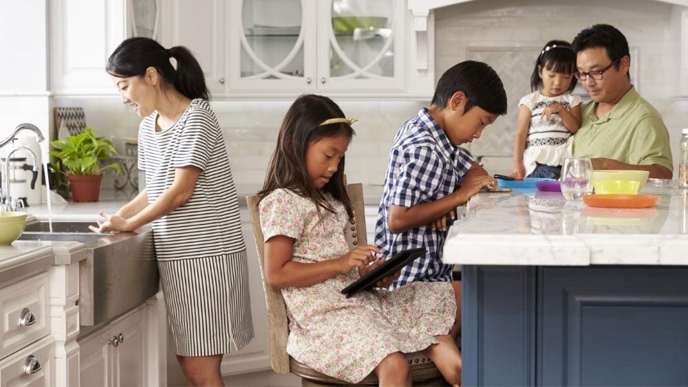family in the kitchen