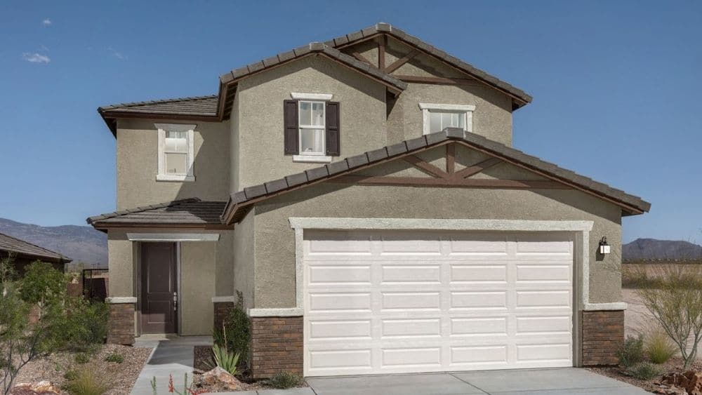 Rendering of a two-story Spanish style home.