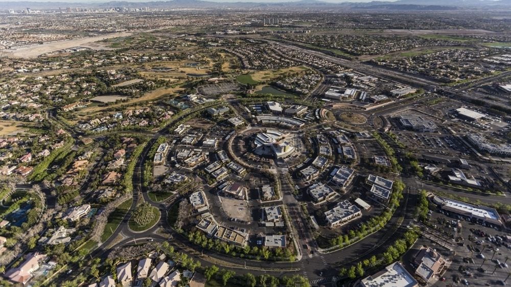 Aerial view of Summerlin master planned community.