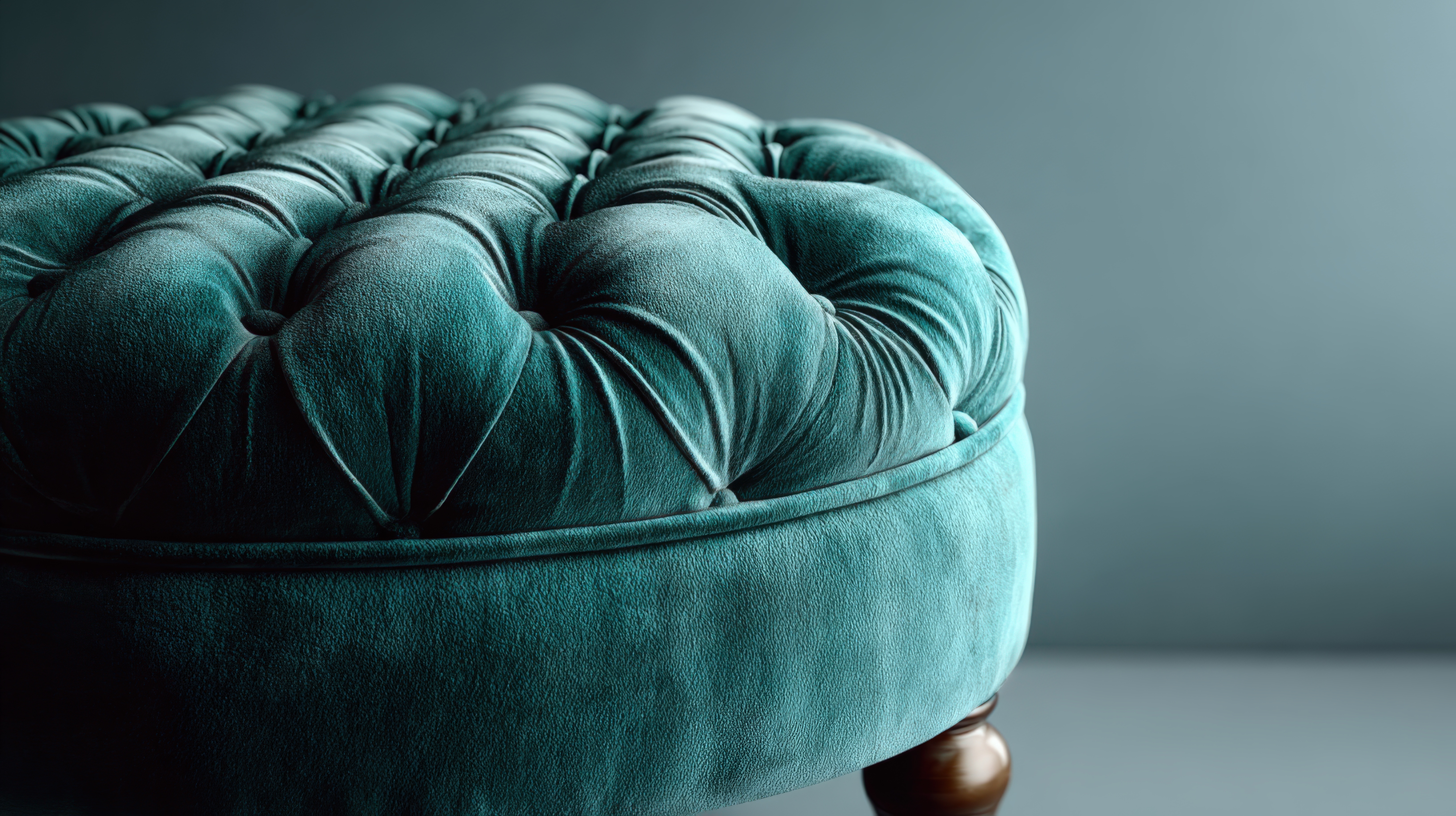 Teal, velvet tufted ottoman