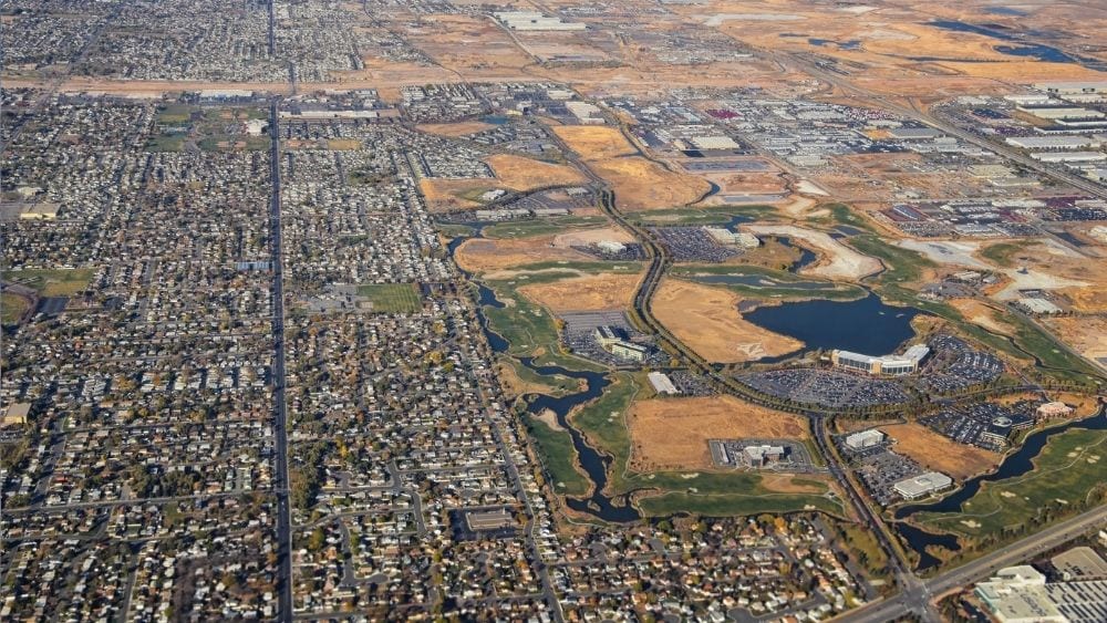 Aerial view of cities in the Salt Lake area.