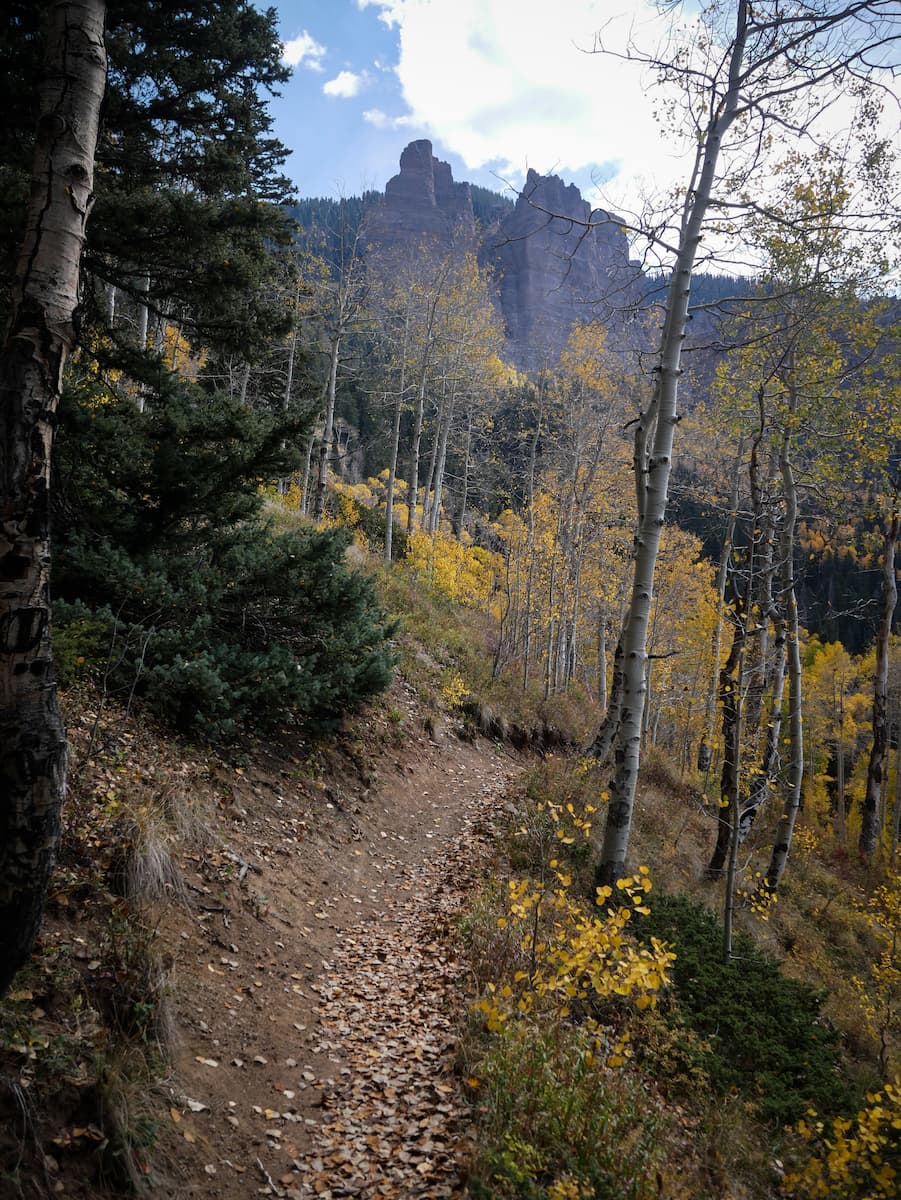 bike trail through cliffs and trees in Montrose, Colorado