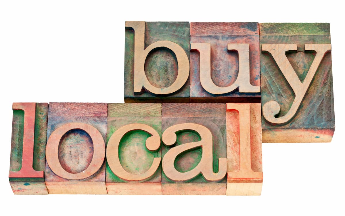 Buy Local spelled out on letterpress type