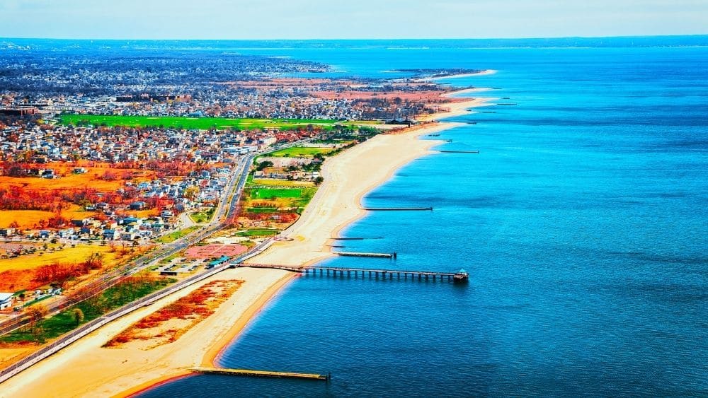 Aerial view of Long Island, New York.