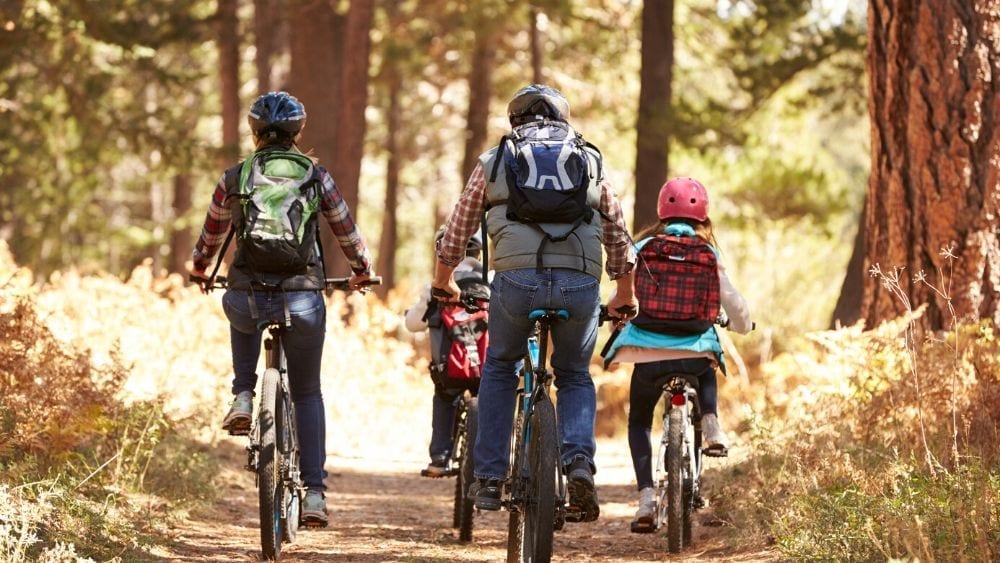 family biking