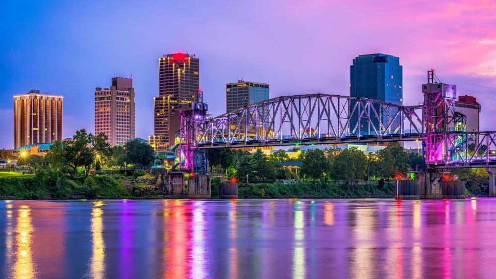 Bridge spanning a bridge in Little Rock, Arkansas