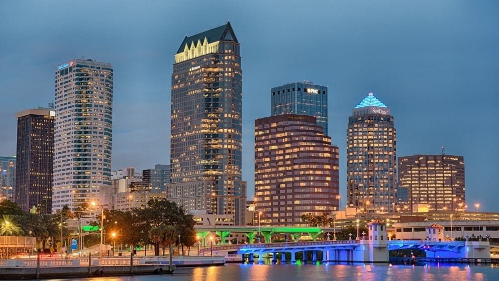 Tampa skyline at night.