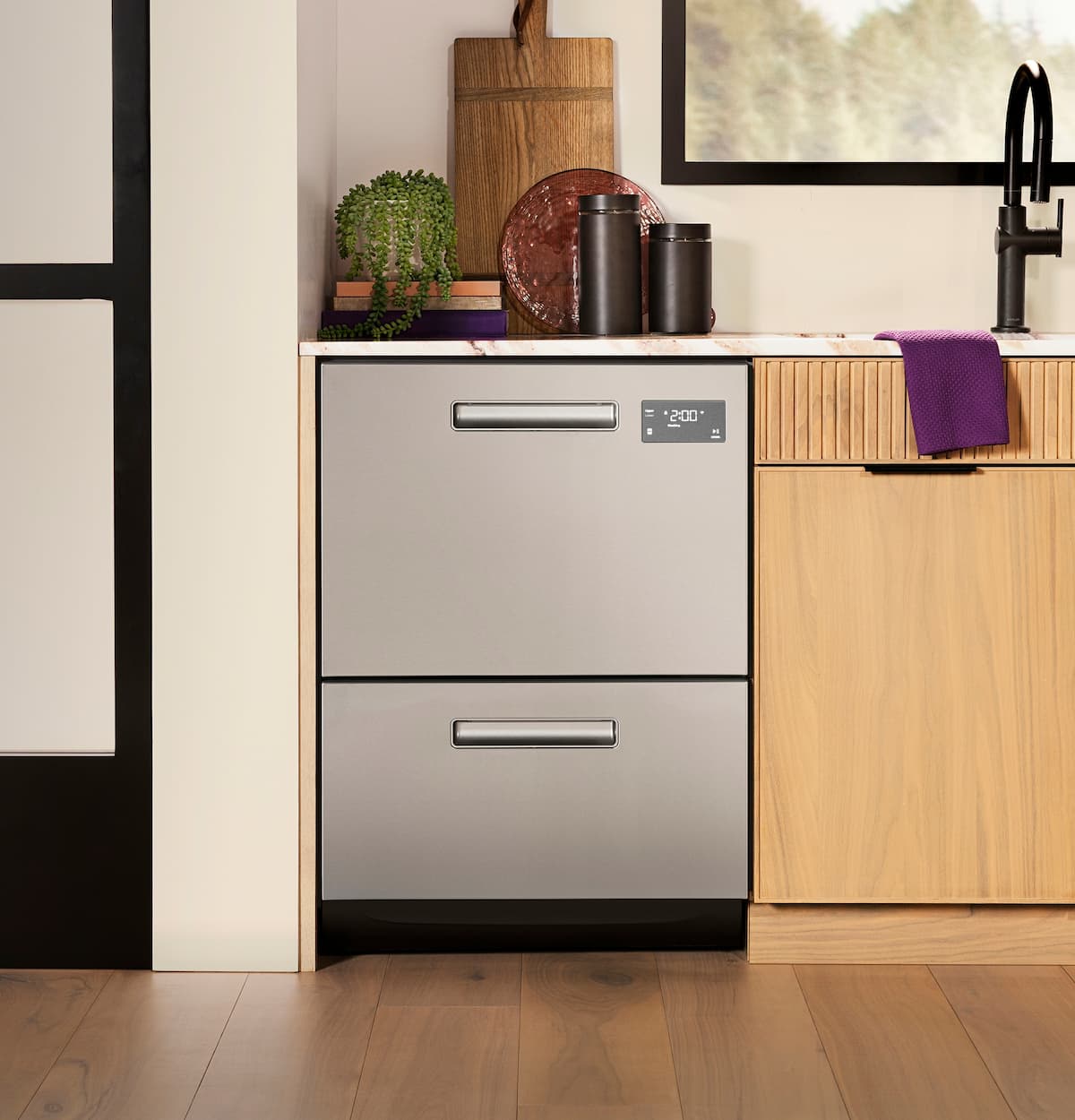 Two-drawer dishwasher, seen here in a kitchen