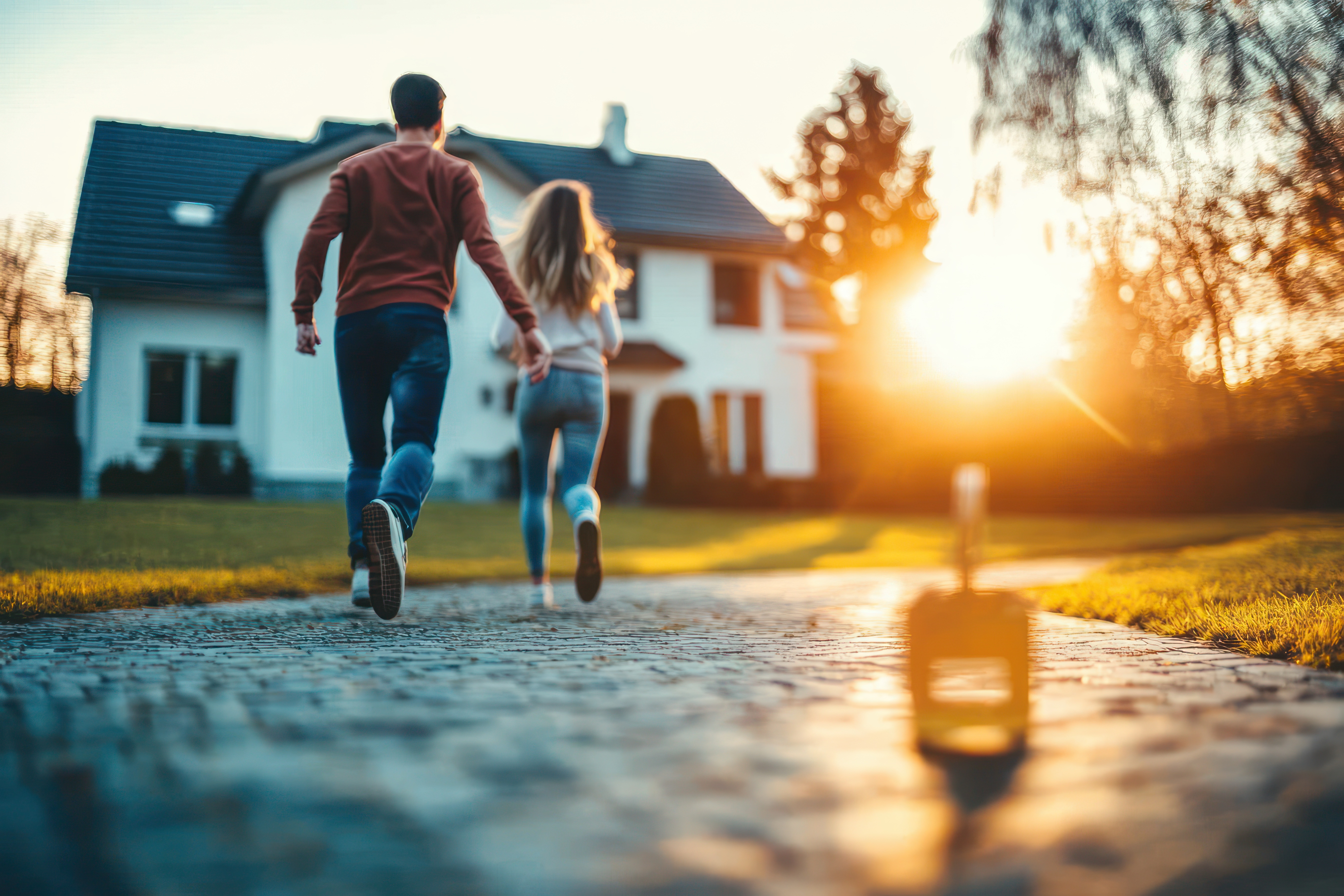 happy-couple-running-toward-house