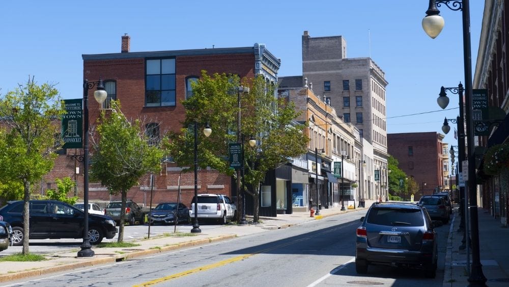 Historic city buildings in downtown Woonsocket.
