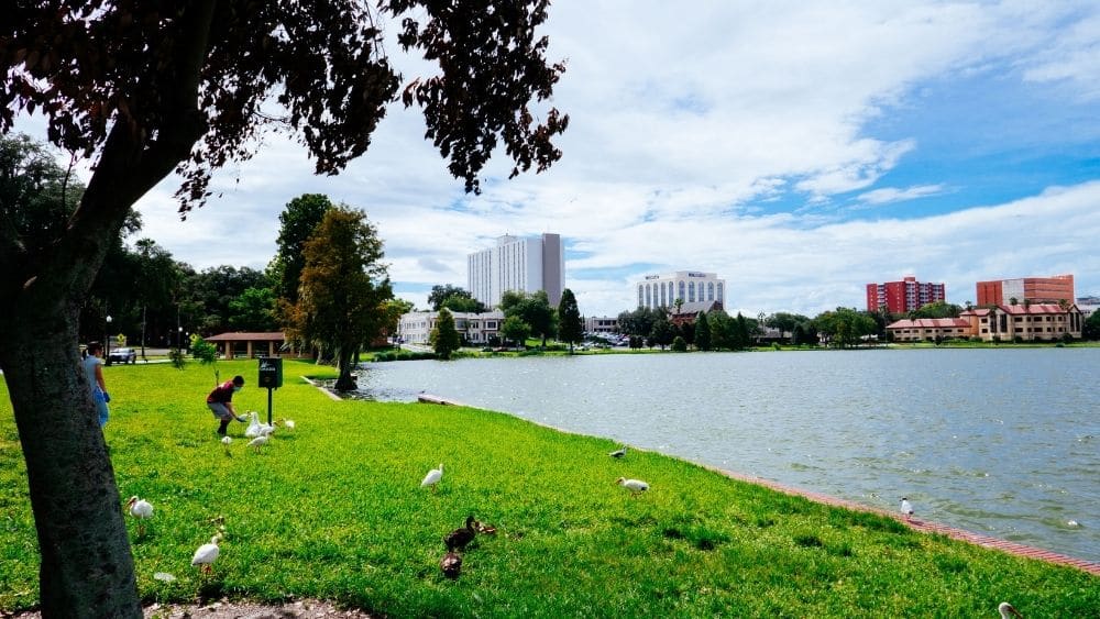 lake overlooking city of lakeland, florida