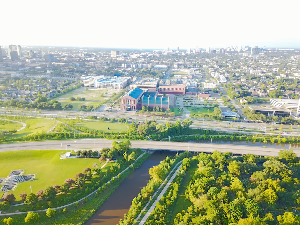aerial view of Fourth Ward neighborhood in Houston