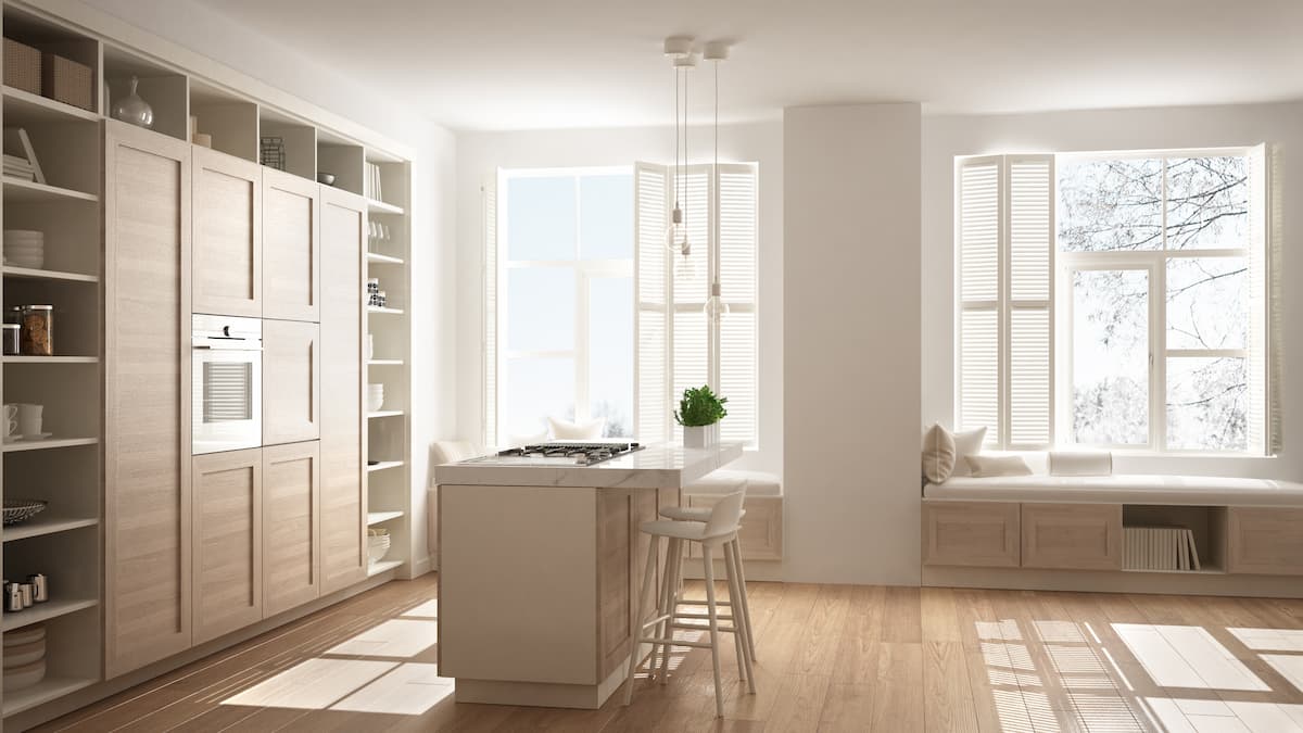 new build kitchen with hardwood floor