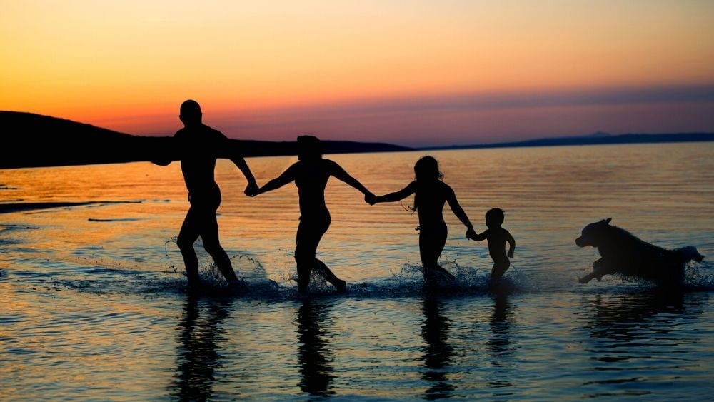 family-on-beach
